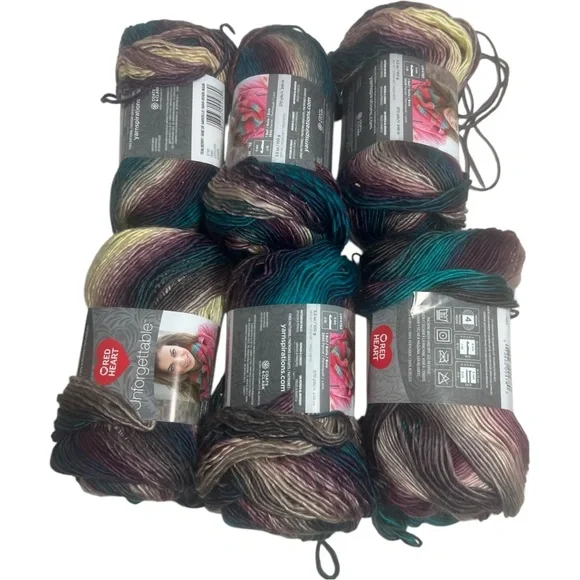 Yarn 6 Redheart Unforgettable Tealberry Yarn medium weight 270 yards each teal Arts & Crafts